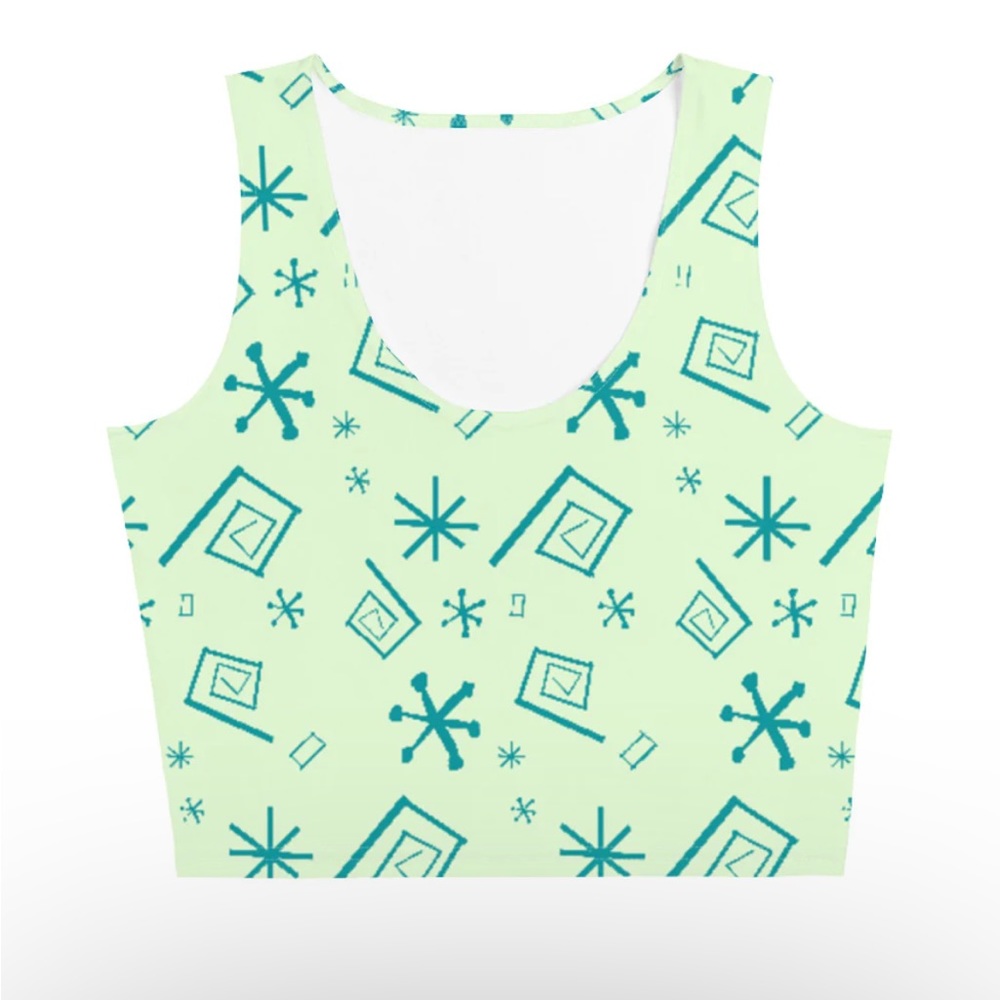 Disney Alice in Wonderland Mad hatter inspired  Crop Top - Green and Blue